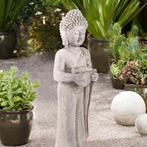 John Timberland Standing Buddha Asian Outdoor Statue 32" High Sculpture for Yard Garden Patio Deck Home Entryway Hallway