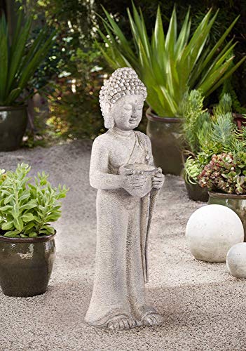 John Timberland Standing Buddha Asian Outdoor Statue 32" High Sculpture for Yard Garden Patio Deck Home Entryway Hallway