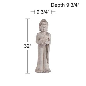 John Timberland Standing Buddha Asian Outdoor Statue 32" High Sculpture for Yard Garden Patio Deck Home Entryway Hallway