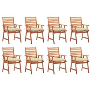 vidaxl 8x solid acacia wood patio dining chairs with cushions garden outdoor terrace yard lwan wooden dining dinner chair seat seating