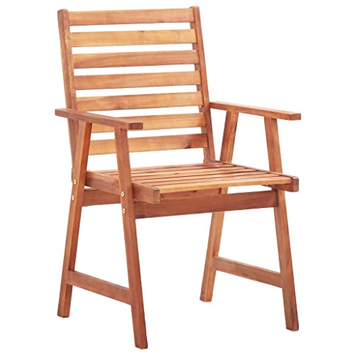 vidaXL 8X Solid Acacia Wood Patio Dining Chairs with Cushions Garden Outdoor Terrace Yard Lwan Wooden Dining Dinner Chair Seat Seating