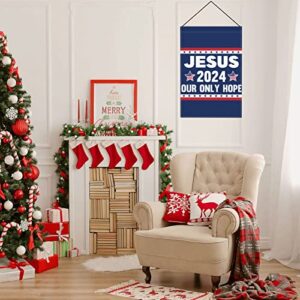 12x18 Jesus 2024 Our Only Hope Garden Flag Sign Burlap Double Sided Christ Jesus 2024 Yard Flag Christian God Bless America House Lawn Flag No Flag Stand