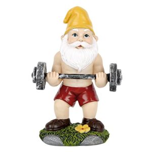 mrsivrop funny workout garden gnomes statues 6.2 inches outdoor funny weightlifting gnomes decorations for yard, lawn, patio, indoor gnome figurine for home tabletop