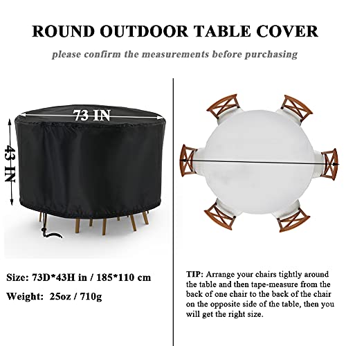 Onlyme Patio Furniture Covers Waterproof, 73 in Round Patio Table Cover, All Season Available Patio Covers for Outdoor Furniture