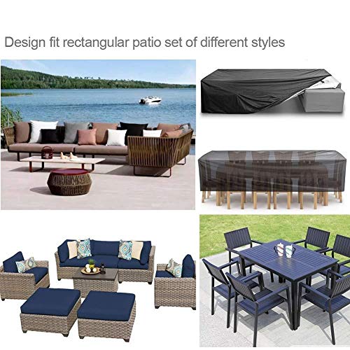 Lagaga Patio Furniture Covers Black Outdoor Rectangular Square 210D Oxford Cloth Garden Table Chair Set Protective Cover with Drawstring Waterproof Dustproof UV Resistant Cover (120x120x74cm)