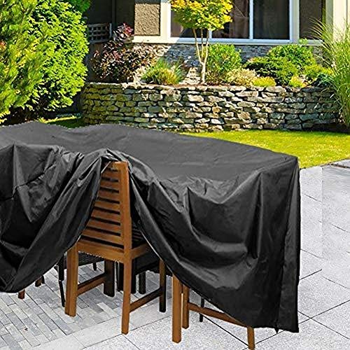 Lagaga Patio Furniture Covers Black Outdoor Rectangular Square 210D Oxford Cloth Garden Table Chair Set Protective Cover with Drawstring Waterproof Dustproof UV Resistant Cover (120x120x74cm)