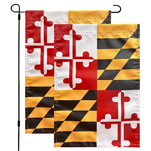 TSMD Maryland State Garden Flag Double Sided Outdoor Yard Decorative,12"x 18",2 Pack