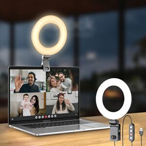 weilisi 6.5” ring light for computer, 3 light modes video conference lighting, mini ring light for laptop, webcam light, zoom light, desk ring light, selfie ring light