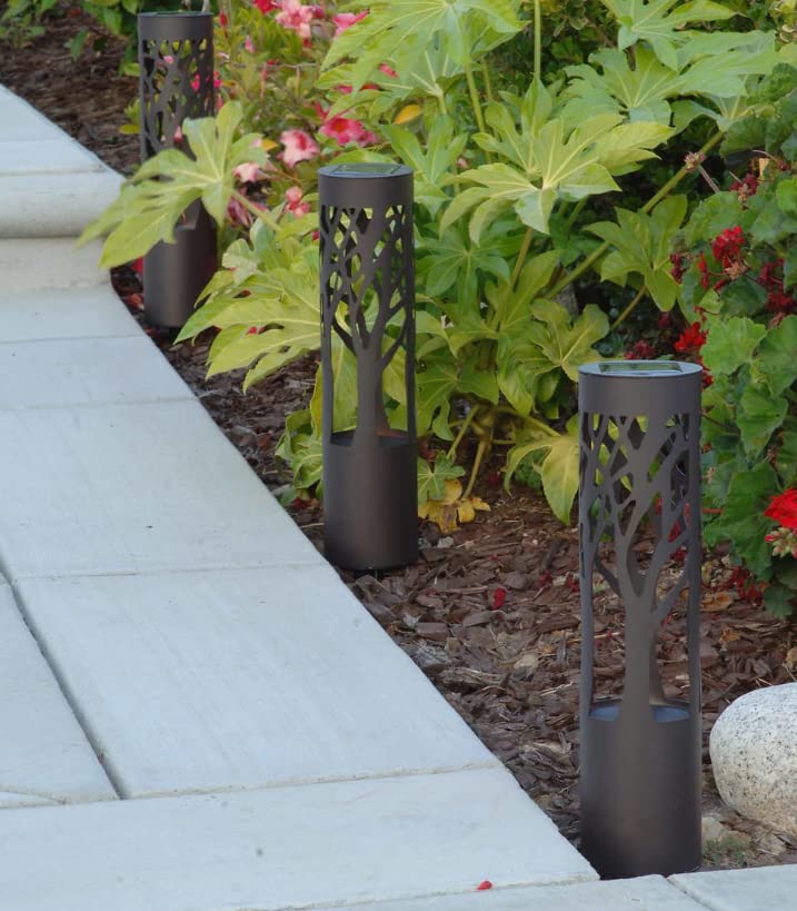 Upromax Outdoor Removable Solar Bollard Landscape Path Lights for The Garden, Patio, Walkway, Yard, and Backyard w/ 6 Solar Lights Set, LED, Waterproof, Easy Assembly. Black.