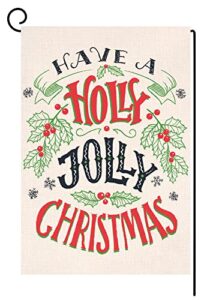 blkwht holly jolly christmas garden flag 12.5×18 vertical double sided winter holiday yard decorations s999
