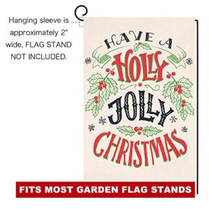 BLKWHT Holly Jolly Christmas Garden Flag 12.5x18 Vertical Double Sided Winter Holiday Yard Decorations S999