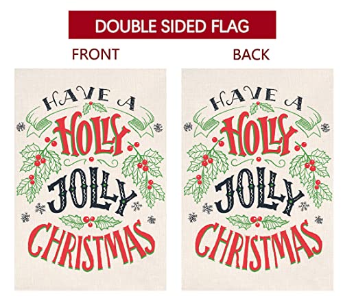 BLKWHT Holly Jolly Christmas Garden Flag 12.5x18 Vertical Double Sided Winter Holiday Yard Decorations S999
