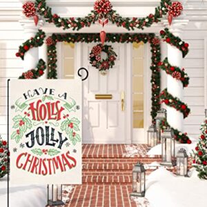 BLKWHT Holly Jolly Christmas Garden Flag 12.5x18 Vertical Double Sided Winter Holiday Yard Decorations S999