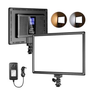 neewer ultra-thin led soft light panel with lcd display, built-in lithium batteries, dimmable bi-color 3200-5600k cri95+ on camera video light for photography youtube tiktok live stream zoom meeting