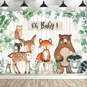 woodland baby shower backdrop creatures banner fawn animal friends woodland party supplies decorations woodland gender reveal photo props background -7 x 5ft