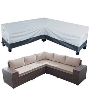 clawscover v-shaped outdoor patio sectional sofa cover waterproof heavy duty fadeless 600d polyester weatherproof garden couch furniture sectional set cover,89l/89lx34dx31h inch