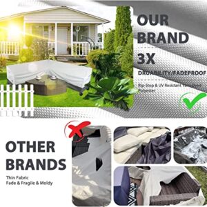 ClawsCover V-Shaped Outdoor Patio Sectional Sofa Cover Waterproof Heavy Duty Fadeless 600D Polyester Weatherproof Garden Couch Furniture Sectional Set Cover,89L/89Lx34Dx31H Inch