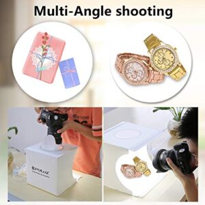 PULUZ 20cm Ring Light Photo Studio Light Box, Adjustable Portable Photography Shooting Light Tent Kit with White/Warm/Soft Lighting + 6 Backdrops for Jewellery and Small Items