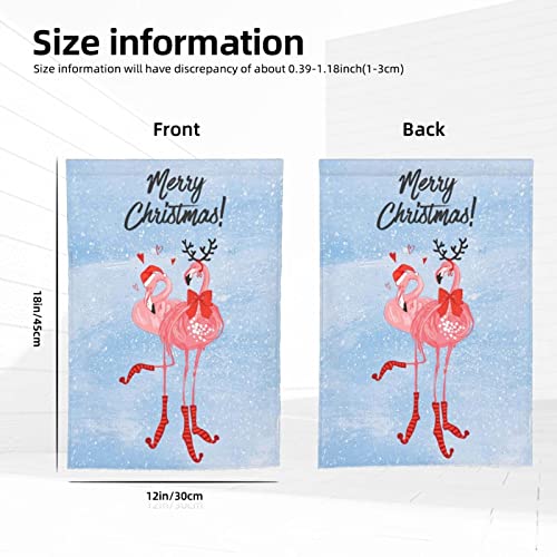 Mr.Tom Merry Christmas Flamingo Garden Flag Double Sided Winter Outdoor Garden Yard Banner Decoration Size 12.5"X18"