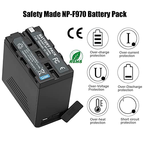 JYJZPB 2 Pack NP-F970 Replace Battery for Sony NP-F970 NP-F960 NP-F950 NP-F930 NP-F550 NP-F530 NP-F570 Battery and Sony Handycams, Upgraded Sony NP-F970 Battery with USB Output LCD Display