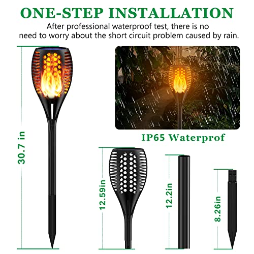 Balight Solar Torch Lights, 96 LED Waterproof Flickering Flames Solar Lights Outdoor Landscape Decoration Lighting Dusk to Dawn Auto On/Off Security Torch Light for Patio Garden Yard Driveway