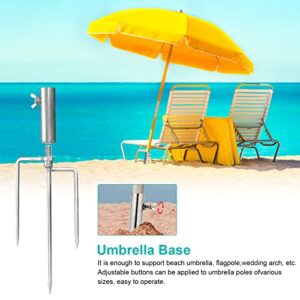 Portable Patio Umbrella Steel Stand, Umbrella Stand Base Parasol Spike Base Lawn Spike For Parasol 11.8'' Heavy Duty Ground Insert parasol holder base with 3 Forks For Beach Garden Park Lawn Yard