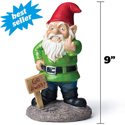 BigMouth Inc Garden Gnome, Funny Lawn Gnome Statue Garden Decoration (Go Away)