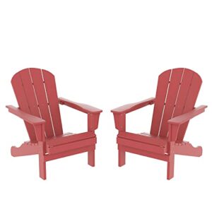 williamspace adirondack chairs set of 2, lifetime outdoor adirondack chair oversized fire pit chair, weather resistant hdpe patio chair easy installation for garden, poolside, backyard, beach (red)
