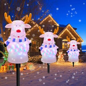 angela&alex christmas lights with stake, 3 packs light up led reindeer pathway lights watertight christmas light decor for christmas outdoor garden lawn decorations