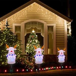 Angela&Alex Christmas Lights with Stake, 3 Packs Light up Led Reindeer Pathway Lights Watertight Christmas Light Decor for Christmas Outdoor Garden Lawn Decorations