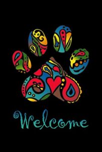 toland home garden 1010924 welcome paisley paws paw print flag 28×40 inch double sided paw print garden flag for outdoor house cat dog flag yard decoration