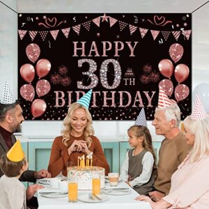 Trgowaul Rose Gold 30th Birthday Backdrop 30 Year Old Birthday Decorations for Women 5.9 X 3.6 Fts Happy Birthday Party Suppiles Photography Supplies Background Happy 30th Birthday Banner