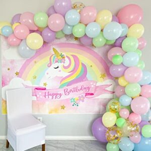 Avezano Unicorn Birthday Backdrop Pink Rainbow Cloud Unicorn Photography Background 5x3ft Vinyl Unicorn Theme Birthday Party Backdrops