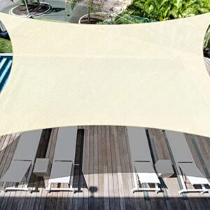 Dafoecheer Sun Shade Sail 12' x 16'Rectangle UV Block Canopy for Patio Garden Backyard Lawn and Outdoor Activities, Cream