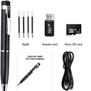 Hidden Spy Camera Pen,with HD 1080P Video Recorder Security Cam with USB Cable, 32GB Micro SD Card, Card Reader, 5 Refills for Business, Conference, Securit