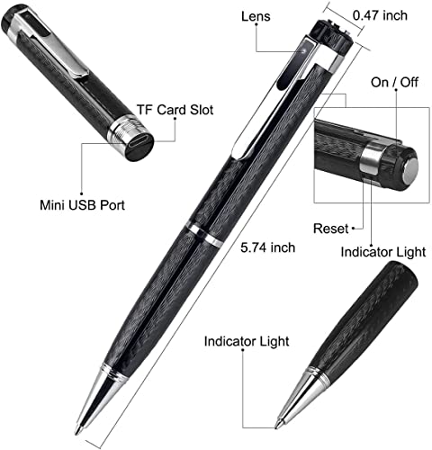 Hidden Spy Camera Pen,with HD 1080P Video Recorder Security Cam with USB Cable, 32GB Micro SD Card, Card Reader, 5 Refills for Business, Conference, Securit