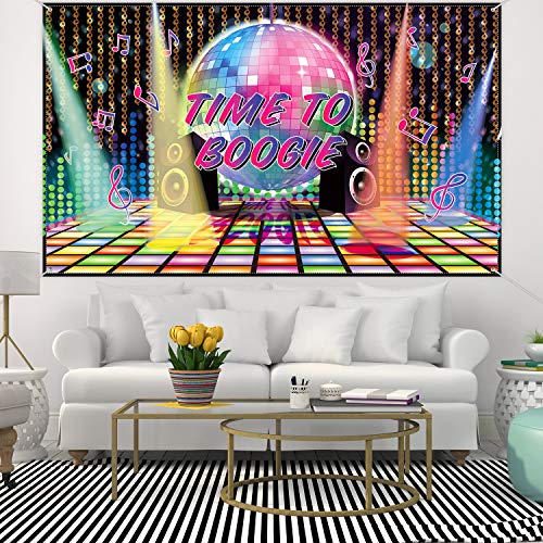 70s Theme Party Decorations Disco Backdrop Banner 60's 70's 80's Photo Booth Backdrop Wall Decorating for Disco Birthday Party Supplies, 72.8 x 43.3 Inch