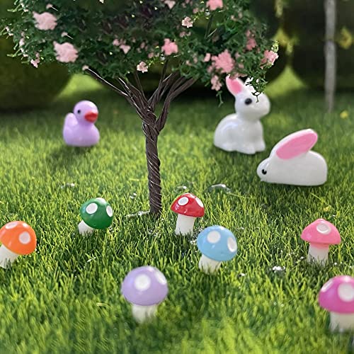 MOADMOPB 140 pcs Tiny Mushrooms Mini Mushroom Miniature Figurines Fairy Garden Mushroom Indoor Outdoor Mushroom Statue Decor Mushroom Decoration for Fairy Garden Miniature Moss Landscape (B)