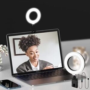 video conference lighting kit 3000k-6000k dimmable led ring lights clip on laptop monitor for remote working, distance learning,zoom calls, self broadcasting and live streaming, youtube video,tiktok