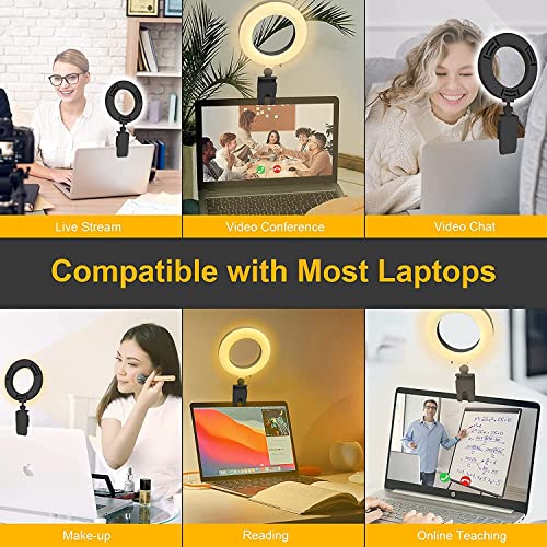 Video Conference Lighting Kit 3000k-6000K Dimmable Led Ring Lights Clip on Laptop Monitor for Remote Working, Distance Learning,Zoom Calls, Self Broadcasting and Live Streaming, YouTube Video,TikTok