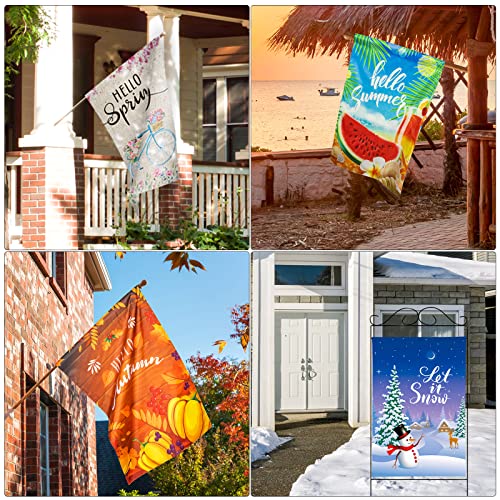 28 x 40 Inch Large Holiday Yard Flags 12 Pack Seasonal Garden Flags Valentine's Garden Flags Double Sided Seasonal Lawn Flags Polyester Festive Outdoor Flag Set for Seasons Holiday Outside Decoration