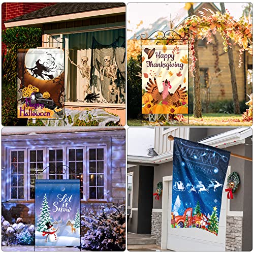 28 x 40 Inch Large Holiday Yard Flags 12 Pack Seasonal Garden Flags Valentine's Garden Flags Double Sided Seasonal Lawn Flags Polyester Festive Outdoor Flag Set for Seasons Holiday Outside Decoration