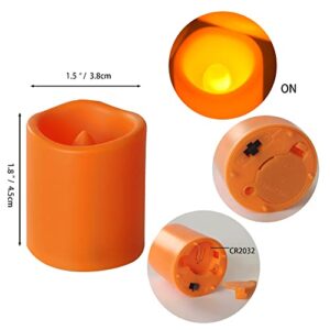 Halloween Orange LED Tea Light, Battery Operated Flameless Flickering Votive Candle Bulk for Halloween Pumpkin Christmas Wedding Party Table Centerpiece Decorations Supplies 24 Sets Batteries Included