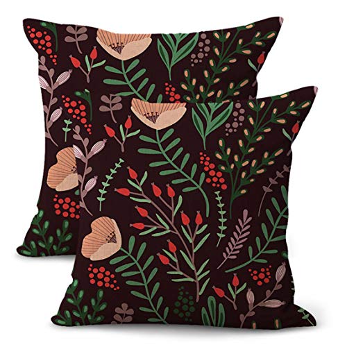 WholesaleSarong Set of 2 Garden Party Botanical Plants Floral Cushion Cover Cushion Cover Patio Chair Cushion Covers Decorative Pillow Covers