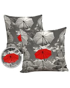 outdoor pillows 16×16 waterproof outdoor pillow covers, red umbrella polyester throw pillow covers garden cushion decorative case for patio couch decoration set of 2, standing out