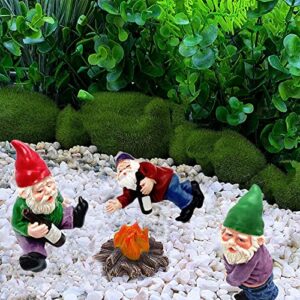 Fairy Garden Accessories Cute Dwarfs Statues Miniature Figurines for Outdoor or House Desktop Decor Camping Dwarfs Kit of 4 pcs
