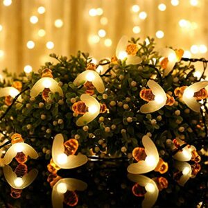 kisosmart hebeco outdoor string lights led with two-way charging, 23ft 50led honey bee solar string lights outdoor decorative and indoor for garden,patio，wedding,party decorative lights