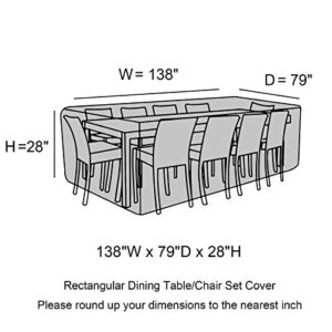 YoungBee Patio Furniture Set Covers,Rectangular/Square Patio Table Cover Waterproof, Windproof, Upgraded Tear-Resistant 420D Oxford Large Outdoor Furniture Covers 138" W x 79" D x 28" H