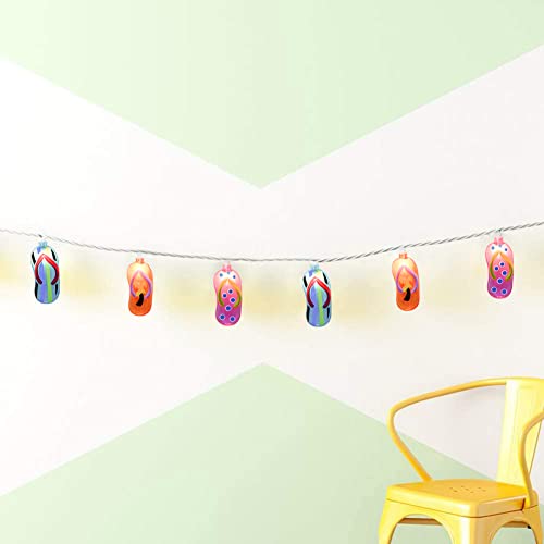 GOOTHY 8.5Ft Tropical Beach Themed Decorations Slipper String Lights with 10 Colorful Flip Flop, Outdoor Beach Flip Flop String Lights for Summer Camp Tent Wedding Holiday Party Garden Bedroom Decor