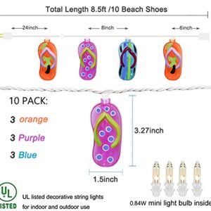 GOOTHY 8.5Ft Tropical Beach Themed Decorations Slipper String Lights with 10 Colorful Flip Flop, Outdoor Beach Flip Flop String Lights for Summer Camp Tent Wedding Holiday Party Garden Bedroom Decor